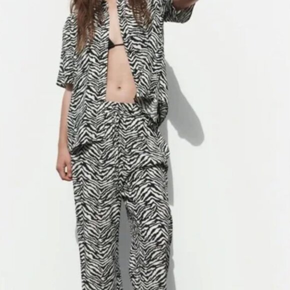 Zara Zebra Print linen pants Size xS - Picture 3 of 4